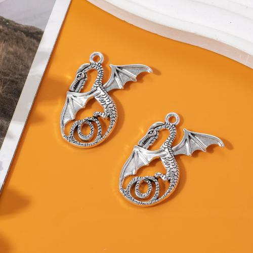 Tibetan Style Animal Pendants, Dragon, antique silver color plated, DIY, nickel, lead & cadmium free, 40x35mm, Approx 100PCs/Bag, Sold By Bag