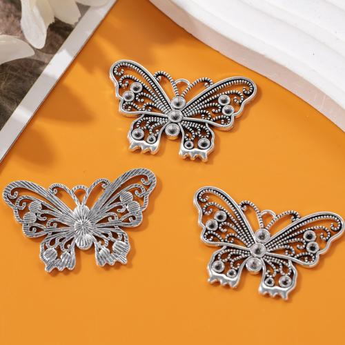 Tibetan Style Animal Pendants, Butterfly, antique silver color plated, DIY, nickel, lead & cadmium free, 28x43mm, Approx 100PCs/Bag, Sold By Bag