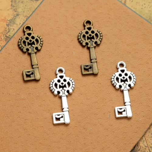 Tibetan Style Key Pendants, plated, DIY, more colors for choice, nickel, lead & cadmium free, 28x12mm, 100PCs/Bag, Sold By Bag