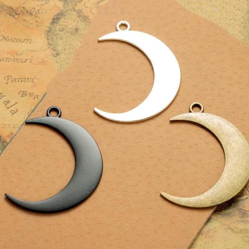 Tibetan Style Moon Pendants, plated, DIY, more colors for choice, nickel, lead & cadmium free, 43x32mm, 100PCs/Bag, Sold By Bag