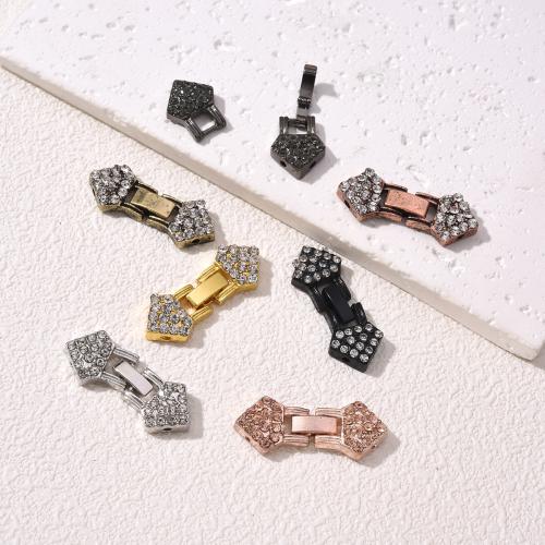 Brass Fold Over Clasp, plated, DIY & with rhinestone, more colors for choice, nickel, lead & cadmium free, Sold By PC