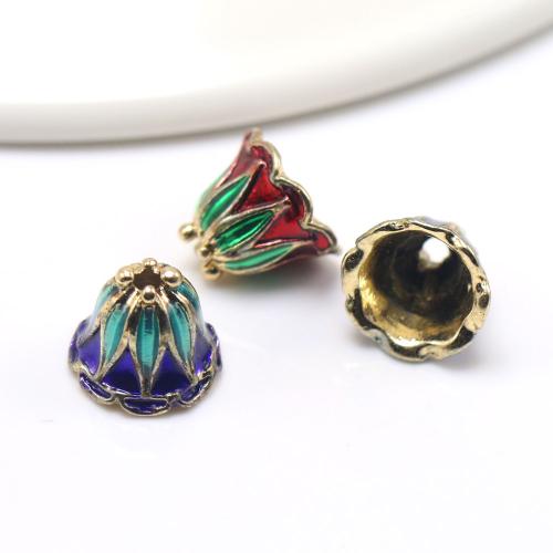 Tibetan Style Beads, with Cloisonne, Flower, plated, DIY & enamel, more colors for choice, nickel, lead & cadmium free, 11x13mm, Sold By PC