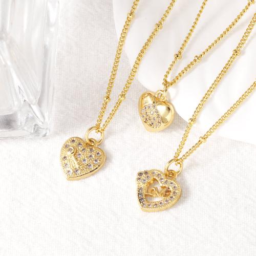 Cubic Zircon Micro Pave Brass Necklace, gold color plated, fashion jewelry & different designs for choice & micro pave cubic zirconia, gold, nickel, lead & cadmium free, Sold By PC