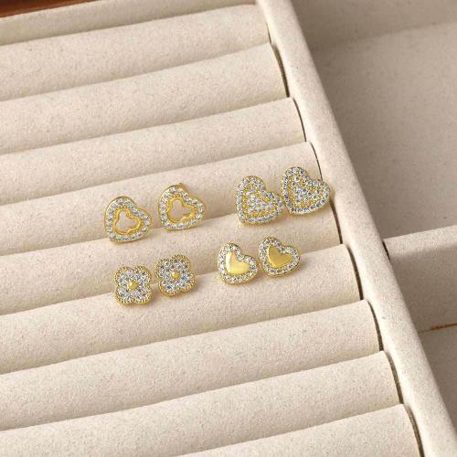 Cubic Zirconia Micro Pave Brass Earring, gold color plated, fashion jewelry & different designs for choice & micro pave cubic zirconia, gold, nickel, lead & cadmium free, Sold By Pair