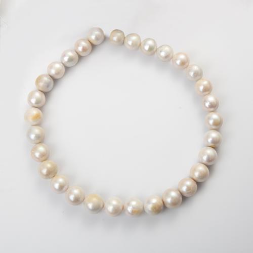 Naturel d'eau douce perles, perle d'eau douce cultivée, Légèrement rond, DIY, blanc, about:10-12mm, Trou:Environ 1mm, Vendu par Environ 38 cm brin