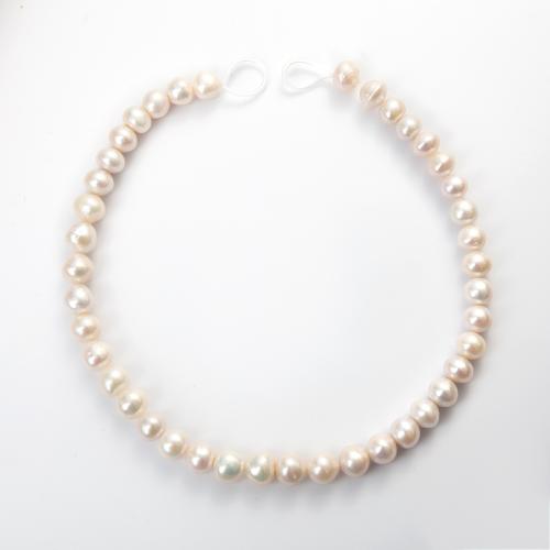 Naturel d'eau douce perles, perle d'eau douce cultivée, Légèrement rond, DIY, blanc, about:9-10mm, Trou:Environ 1mm, Vendu par Environ 38 cm brin