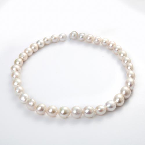 Natural Freshwater Pearl Loose Beads, Slightly Round, DIY, white, about:10-12mm, Hole:Approx 1mm, Sold Per Approx 38 cm Strand