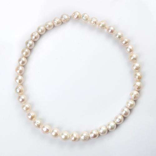 Natural Freshwater Pearl Loose Beads, Slightly Round, DIY, white, 10mm, Hole:Approx 1mm, Sold Per Approx 38 cm Strand