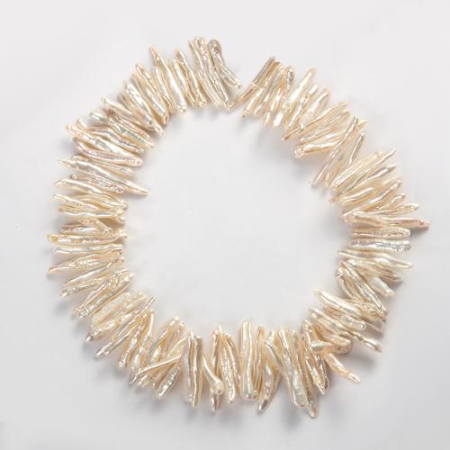 Cultured Biwa Freshwater Pearl Beads, DIY, white, 4.50x30mm, Hole:Approx 1mm, Sold Per Approx 38 cm Strand