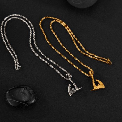 Stainless Steel Jewelry Necklace, 304 Stainless Steel, Axe, plated, fashion jewelry & different size for choice & for man, more colors for choice, Length:550 mm, Sold By PC