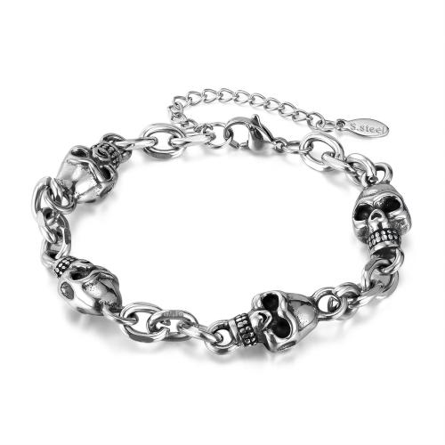 Bijoux bracelet en acier inoxydable, Acier inoxydable 304, avec 45mm chaînes de rallonge, poli, bijoux de mode & pour homme, couleur originale, Longueur:190 mm, Vendu par PC