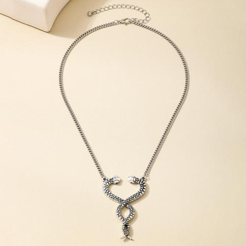 Collier de bijoux en alliage de zinc, serpent, Placage, pour femme, argent, Vendu par PC