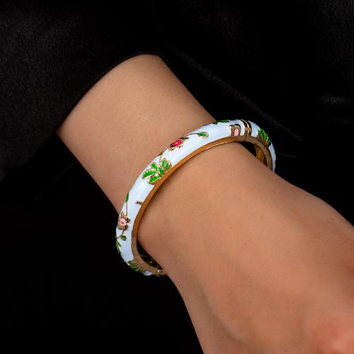 Tibetan Style Bangle, plated, for woman & enamel, gold, Sold By PC