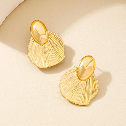 Tibetan Style Stud Earring, plated, for woman, golden, Sold By Pair