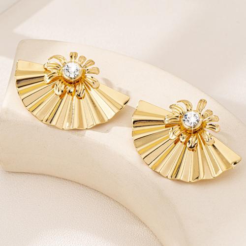 Tibetan Style Stud Earring, plated, micro pave cubic zirconia & for woman, gold, Sold By PC