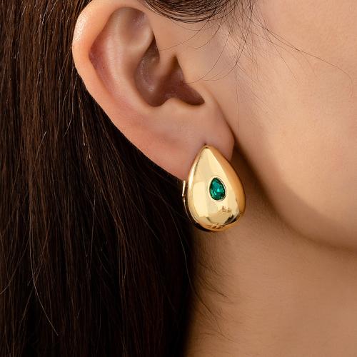 Tibetan Style Drop Earrings, plated, micro pave cubic zirconia & for woman, gold, Sold By Pair