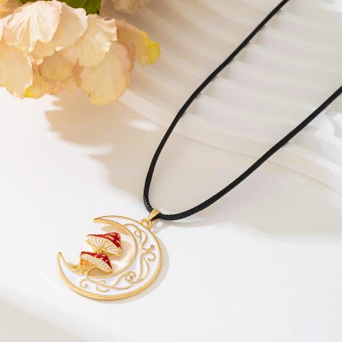 Tibetan Style Jewelry Necklace, with Wax Cord, plated, for woman & enamel, white, Sold By PC