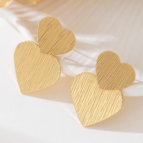 Tibetan Style Stud Earring, Heart, plated, for woman, gold, Sold By Pair