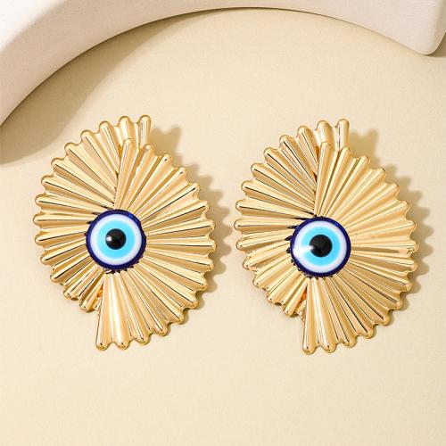 Tibetan Style Stud Earring, plated, for woman & enamel, gold, Sold By Pair