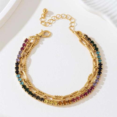 Tibetan Style Bracelet, plated, micro pave cubic zirconia & for woman, gold, Sold By PC