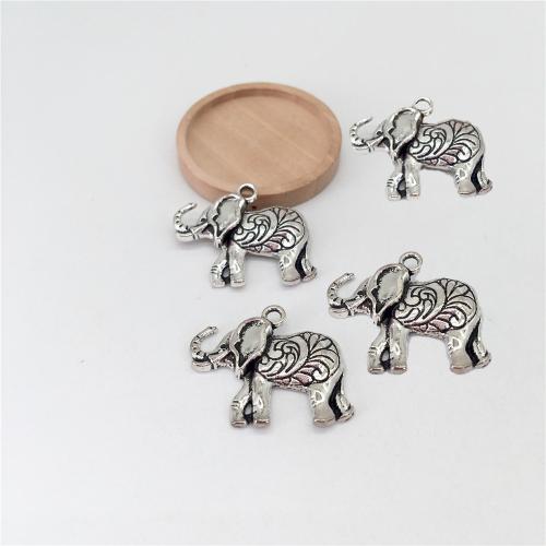 Tibetan Style Animal Pendants, Elephant, antique silver color plated, DIY, 22x26x4mm, 100PCs/Bag, Sold By Bag