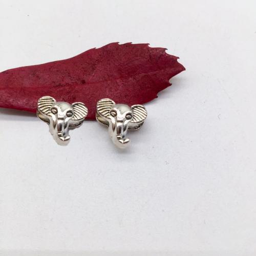 Tibetan Style Animal Beads, Elephant, antique silver color plated, DIY, 10.50x12.50x8mm, 100PCs/Bag, Sold By Bag