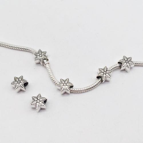 Tibetan Style Jewelry Beads, Snowflake, antique silver color plated, DIY, 10x10mm, 100PCs/Bag, Sold By Bag