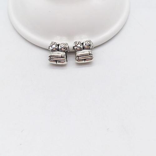 Tibetan Style Jewelry Beads, Couple, antique silver color plated, DIY, 12x11mm, 100PCs/Bag, Sold By Bag