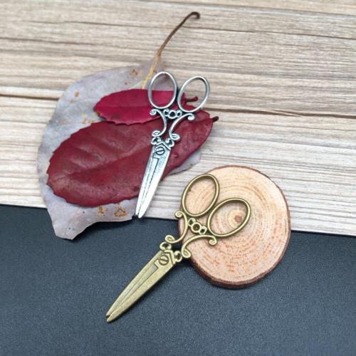 Tibetan Style Scissors Pendants, plated, DIY, more colors for choice, 60x25mm, 100PCs/Bag, Sold By Bag