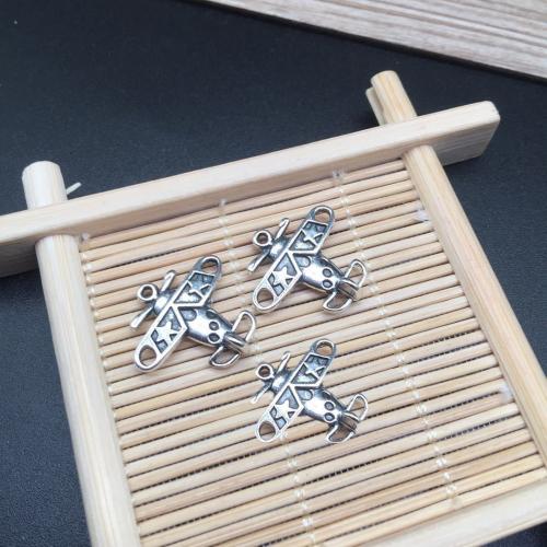 Vehicle Shaped Tibetan Style Pendants, Airplane, antique silver color plated, DIY, 18x19mm, 100PCs/Bag, Sold By Bag