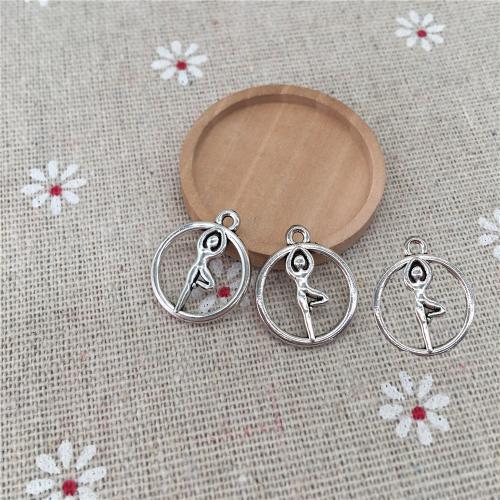 Tibetan Style Pendants, Round, antique silver color plated, DIY, 19x16mm, 100PCs/Bag, Sold By Bag