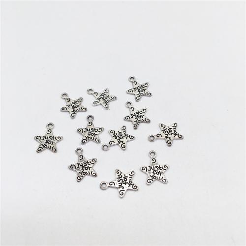 Zinklegierung Stern Anhänger, antik silberfarben plattiert, DIY, 14x12mm, 100PCs/Tasche, verkauft von Tasche