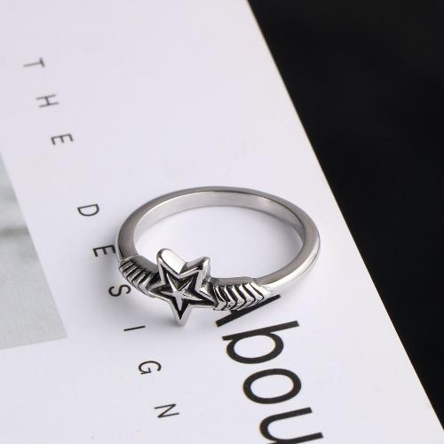 Titanium Steel Finger Ring, Star, polished, vintage & Unisex & different size for choice, original color, US Ring Size:6-11, Sold By PC