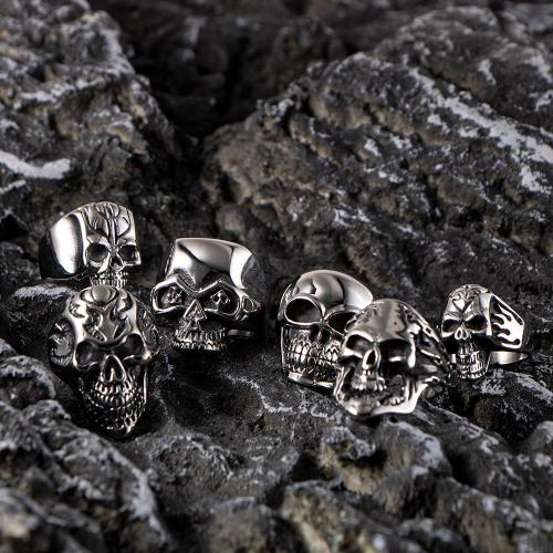 Titanium Steel Finger Ring, Skull, polished, vintage & different size for choice & different styles for choice & for man, US Ring Size:7-12, Sold By PC