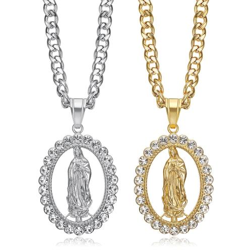 Titanium Steel Pendants, Virgin Mary, plated, different styles for choice & with rhinestone, Sold By PC