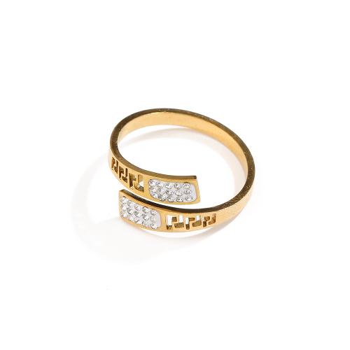 acero inoxidable 304 Anillo de dedo Cuff, con Nácar Blanca & Acrílico, chapado, diferentes estilos para la opción & para mujer & con diamantes de imitación, tamaño:6-8, Vendido por UD