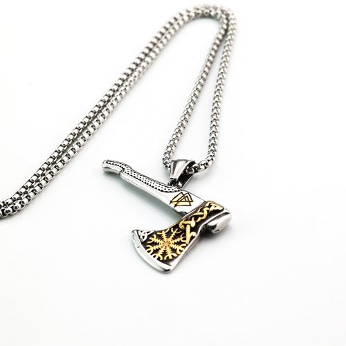 Titanium Steel Necklace, Axe, plated, vintage & different styles for choice & for man, Length:Approx 23.6 Inch, Sold By PC