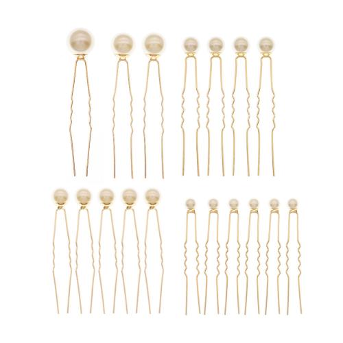 Bâton de cheveux, fer, avec perle de plastique, 18 PCS. & pour mariée, plus de couleurs à choisir, Vendu par fixé