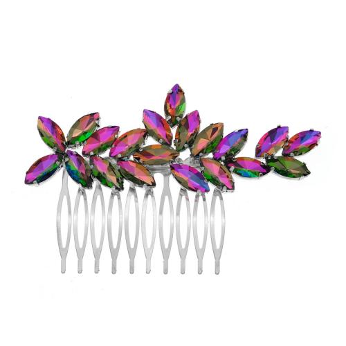 Decorative Hair Combs, Iron, with Rhinestone, for bridal, more colors for choice, 98x58mm, Sold By PC