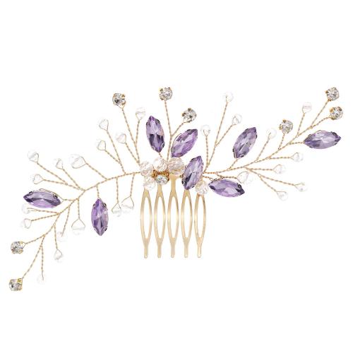 Decorative Hair Combs, Iron, with brass wire & Crystal & Rhinestone, for bridal & different styles for choice, more colors for choice, Sold By PC