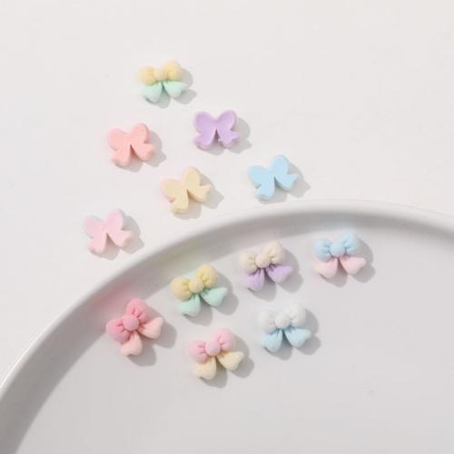 3D Nail Art Decoration, Resin, with Flocking Fabric, Bowknot, DIY, Random Color, 14x11mm, Sold By PC