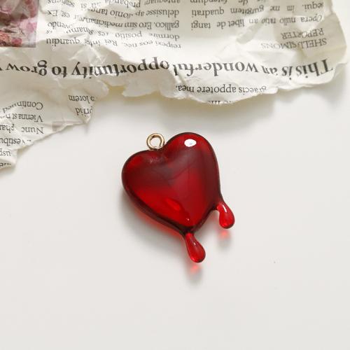 Resin Pendant, Heart, DIY, more colors for choice, 28x21mm, Sold By PC