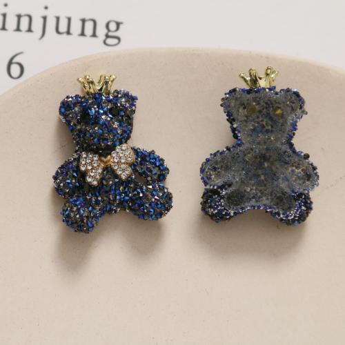 Mobile Phone DIY Decoration, Resin, Bear, with rhinestone, more colors for choice, 33x25mm, Sold By PC