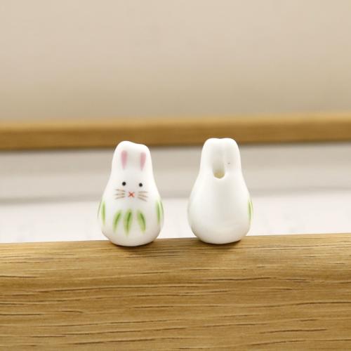 Porcelain Jewelry Beads, Rabbit, hand drawing, different color and pattern for choice & DIY, 21x14mm, Sold By PC