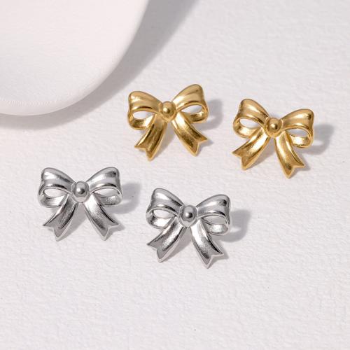 Stainless Steel Stud Earrings, 304 Stainless Steel, Bowknot, fashion jewelry & for woman, more colors for choice, 13x15mm, Sold By Pair