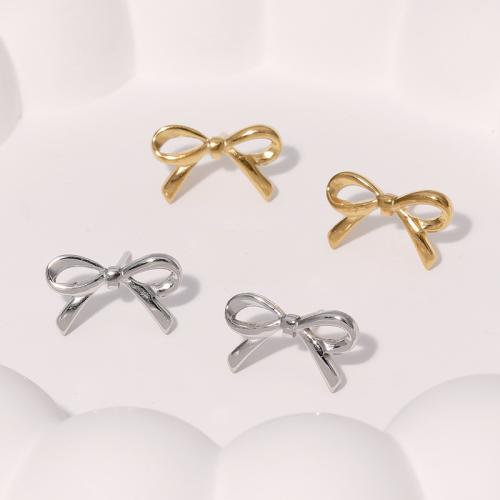 Stainless Steel Stud Earrings, 304 Stainless Steel, Bowknot, fashion jewelry & for woman, more colors for choice, 9x15mm, Sold By Pair