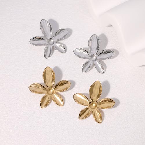 Stainless Steel Stud Earrings, 304 Stainless Steel, Flower, fashion jewelry & for woman, more colors for choice, 32x32mm, Sold By Pair