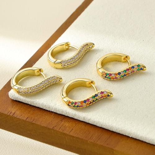 Cubic Zirconia Micro Pave Brass Earring, fashion jewelry & micro pave cubic zirconia & for woman, more colors for choice, 22x15mm, Sold By Pair