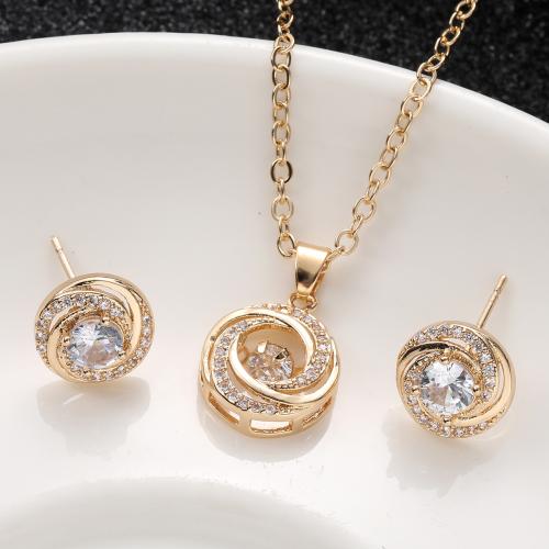 Cubic Zirconia Micro Pave Brass Jewelry Sets, with 5cm extender chain, different styles for choice & micro pave cubic zirconia & for woman, Length:Approx 40 cm, Sold By PC