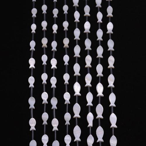 Natural Freshwater Shell Beads, Fish, DIY & different size for choice, white, 15PCs/Strand, Sold By Strand